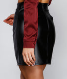Faux Leather Lace Inset Mini Skirt provides a stylish start to creating your best summer outfits of the season with on-trend details for 2023!