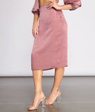 First Impression Satin Midi Skirt provides a stylish start to creating your best summer outfits of the season with on-trend details for 2023!