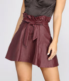 Faux Leather Paper Bag Skater Skirt for 2022 festival outfits, festival dress, outfits for raves, concert outfits, and/or club outfits