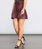 Faux Leather Paper Bag Skater Skirt for 2022 festival outfits, festival dress, outfits for raves, concert outfits, and/or club outfits