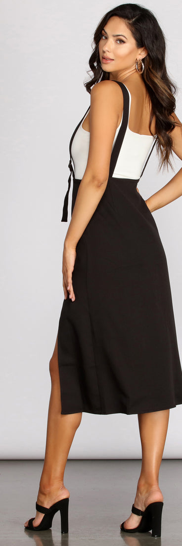 High Slit Suspender Midi Skirt provides a stylish start to creating your best summer outfits of the season with on-trend details for 2023!