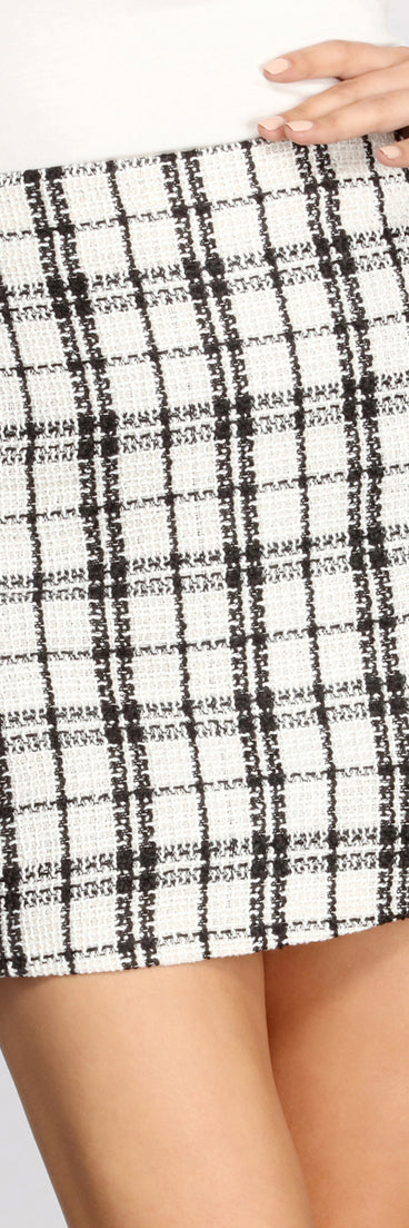 Poised In Plaid Tweed Mini Skirt for 2022 festival outfits, festival dress, outfits for raves, concert outfits, and/or club outfits