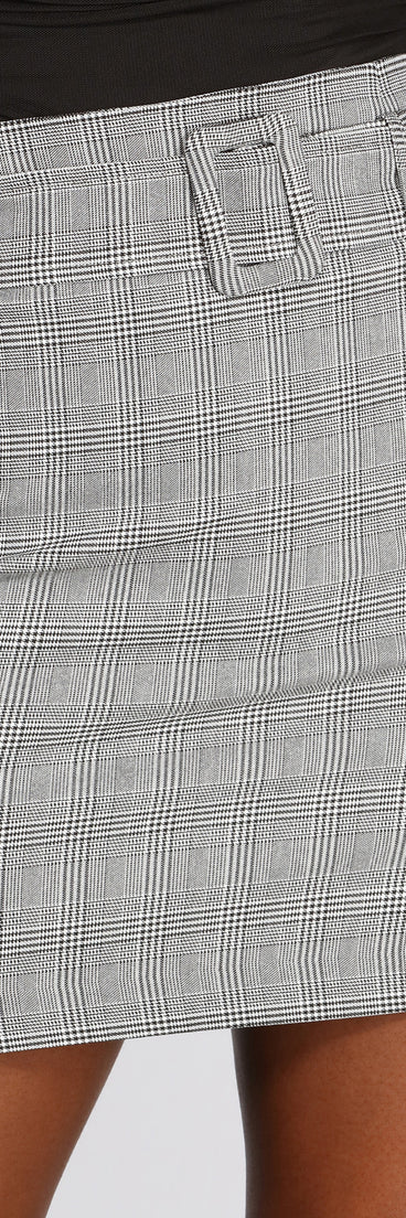 Yes Way Belted Plaid Mini Skirt for 2023 festival outfits, festival dress, outfits for raves, concert outfits, and/or club outfits