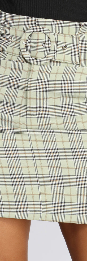 Perfectly Plaid Belted Mini Skirt for 2023 festival outfits, festival dress, outfits for raves, concert outfits, and/or club outfits