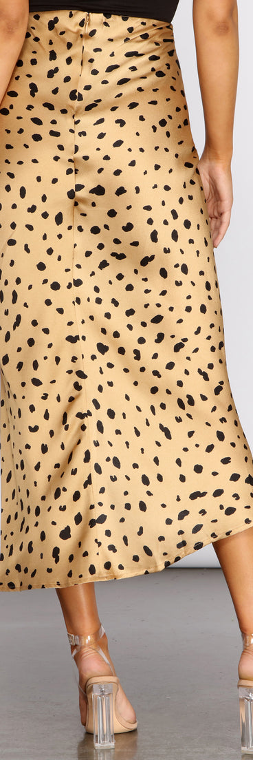 Put On The Spot Printed Satin Midi Skirt provides a stylish start to creating your best summer outfits of the season with on-trend details for 2023!