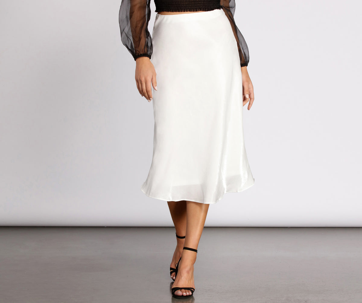 Shimmer Satin Midi Skirt