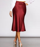 Make Your Move Satin Flare Midi Skirt provides a stylish start to creating your best summer outfits of the season with on-trend details for 2023!