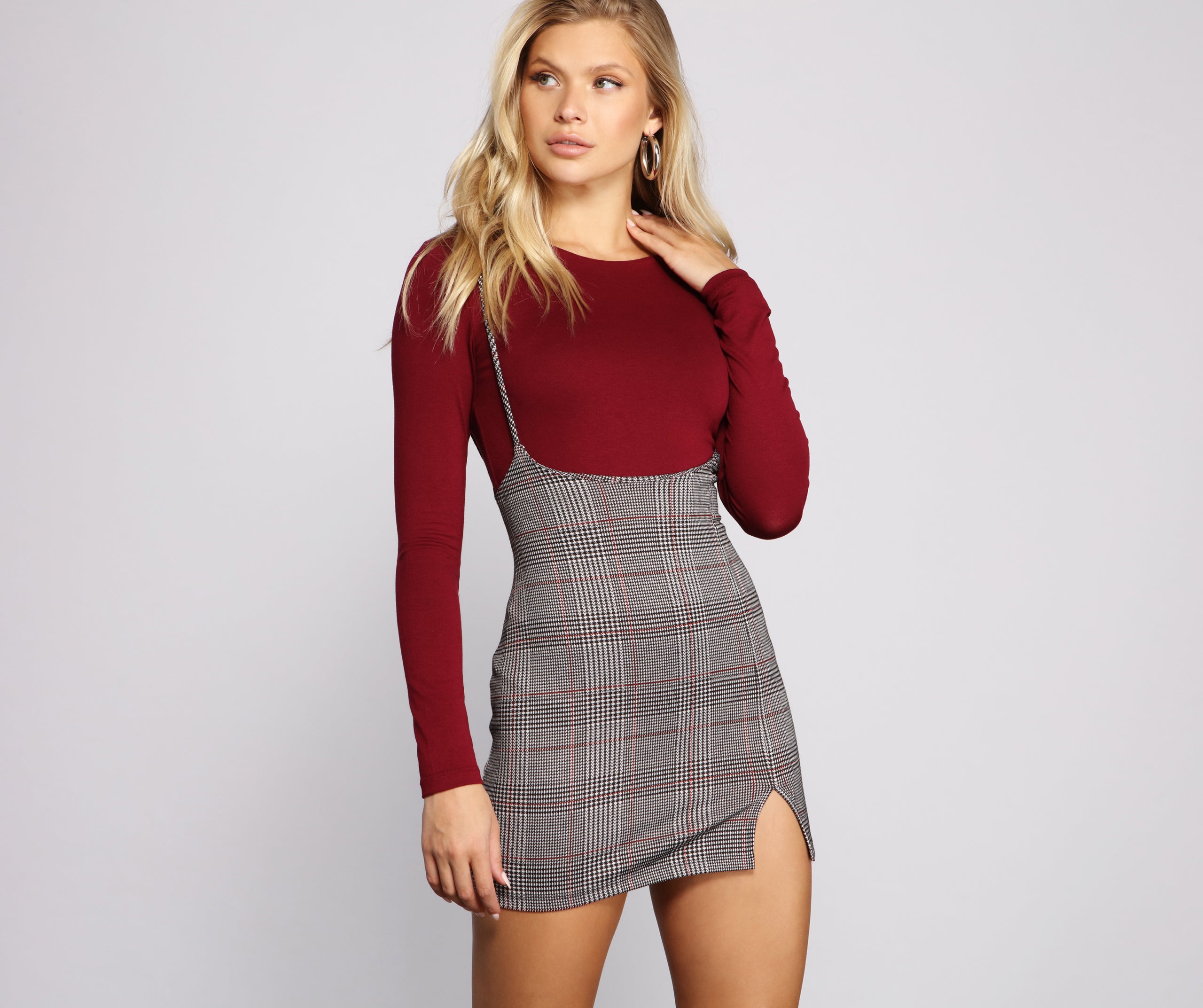 Sassy Plaid Suspender Mini Skirt | Windsor
