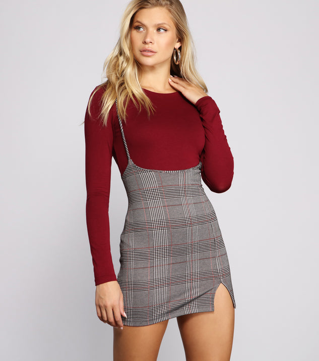 Sassy Plaid Suspender Mini Skirt for 2023 festival outfits, festival dress, outfits for raves, concert outfits, and/or club outfits