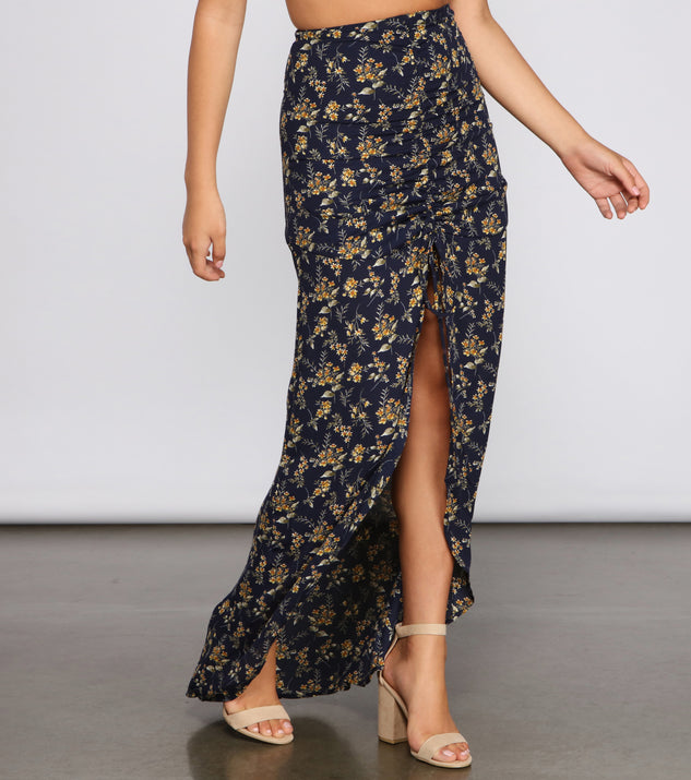 Ditsy Floral Ruffled Maxi Skirt provides a stylish start to creating your best summer outfits of the season with on-trend details for 2023!