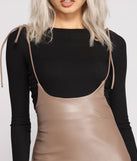 Classic Faux Leather Suspender Mini Skirt for 2023 festival outfits, festival dress, outfits for raves, concert outfits, and/or club outfits