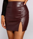 High Waist Faux Leather Mini Skirt for 2023 festival outfits, festival dress, outfits for raves, concert outfits, and/or club outfits