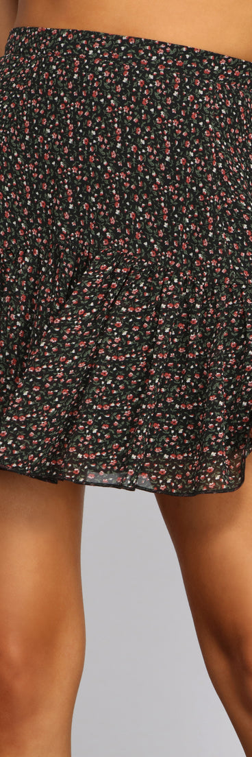 Charming Beauty Ditsy Floral Mini Skirt for 2023 festival outfits, festival dress, outfits for raves, concert outfits, and/or club outfits