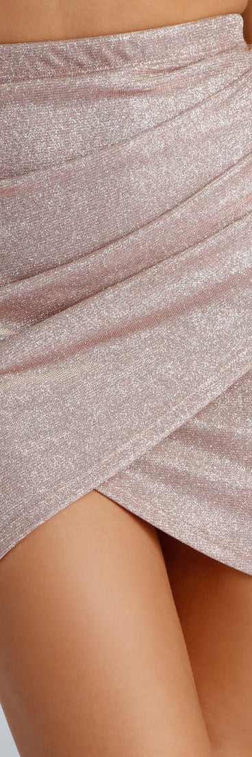 Champagne Sparkles Wrap Mini Skirt elevates your outfits for holiday events, Christmas attire, formal events, or holiday party dresses to look picture-perfect at any event this season!