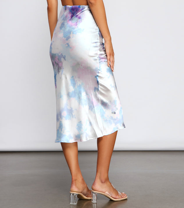 Trendy Tie Dye Satin Midi Skirt | Windsor