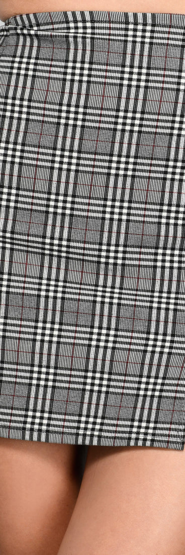 Chic Plaid Double Slit Mini Skirt for 2023 festival outfits, festival dress, outfits for raves, concert outfits, and/or club outfits