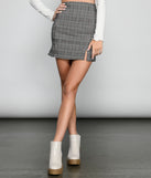Chic Plaid Double Slit Mini Skirt for 2023 festival outfits, festival dress, outfits for raves, concert outfits, and/or club outfits