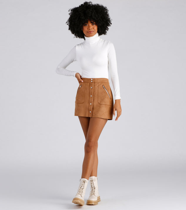 Tan faux sales suede mini skirt