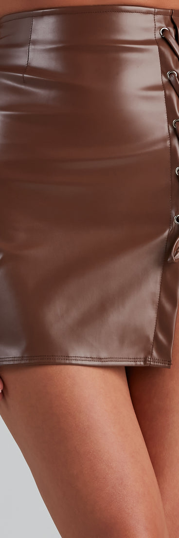 Let's Lace-Up PU Mini Skirt provides a stylish start to creating your best summer outfits of the season with on-trend details for 2023!