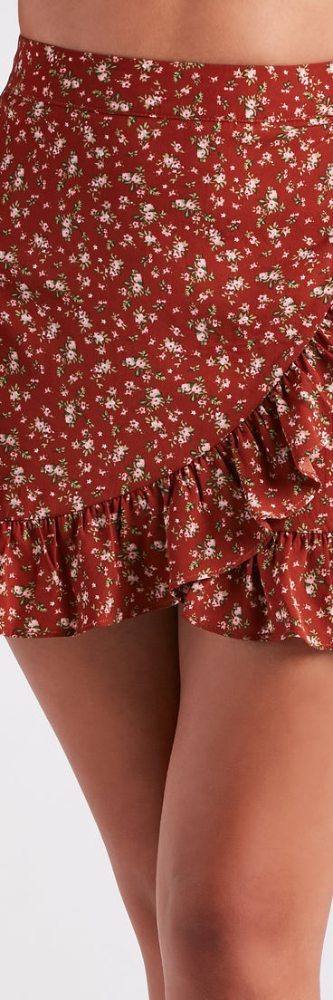 Look Your Cutest Floral Chiffon Mini Skirt provides a stylish start to creating your best summer outfits of the season with on-trend details for 2023!