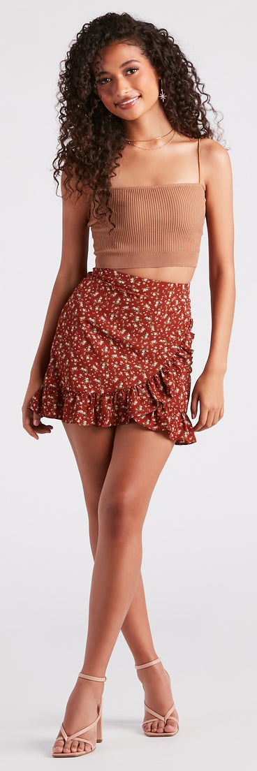 Look Your Cutest Floral Chiffon Mini Skirt provides a stylish start to creating your best summer outfits of the season with on-trend details for 2023!