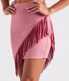The mini skirt length on the Cowgirl-Chic Fringe Mini Skirt adds a sultry detail to your going-out outfits or everyday looks.