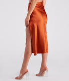 Lavish Life Satin Slit Midi Skirt provides a stylish start to creating your best summer outfits of the season with on-trend details for 2023!