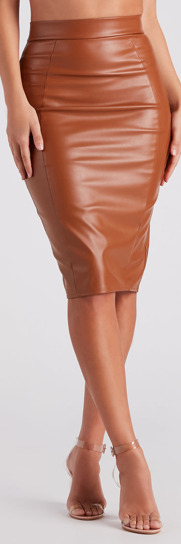 Business Babe Faux Leather Pencil Skirt