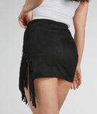 The mini skirt length on the Dose Of Country Fringe Faux Suede Mini Skirt adds a sultry detail to your going-out outfits or everyday looks.