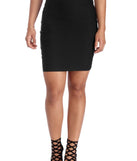 Front of Basic Black High Waist Pencil Skirt