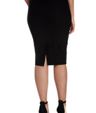 Back of Front of Basic High Waist Black Pencil Skirt