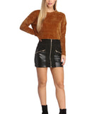 Zip It Up Faux Suede Mini Skirt for 2022 festival outfits, festival dress, outfits for raves, concert outfits, and/or club outfits