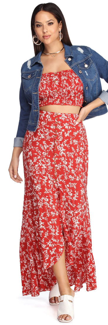 On Vacay Floral Maxi Skirt