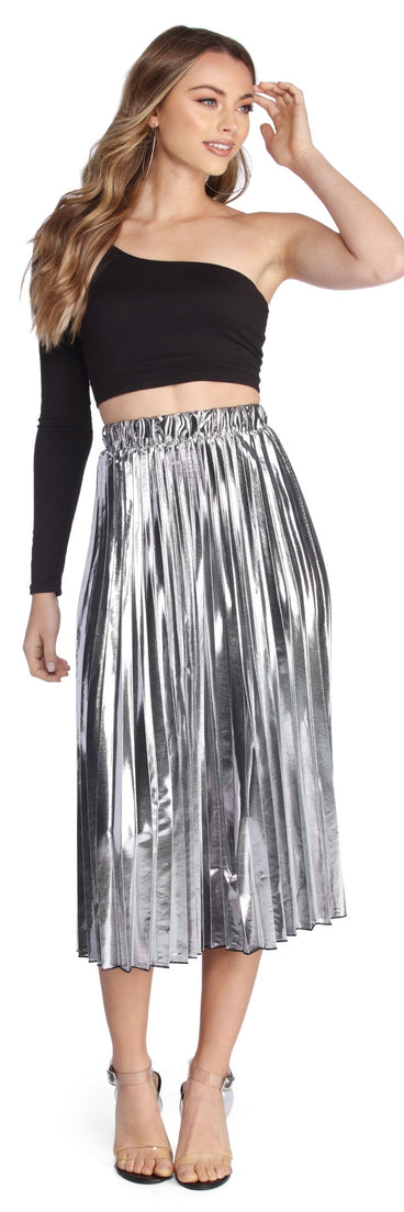 Metallic Babe Midi Skirt