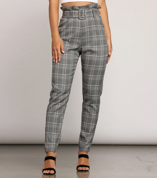 Paper Bag Plaid Tapered Pants