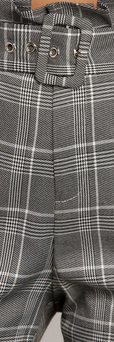 Paper Bag Plaid Tapered Pants