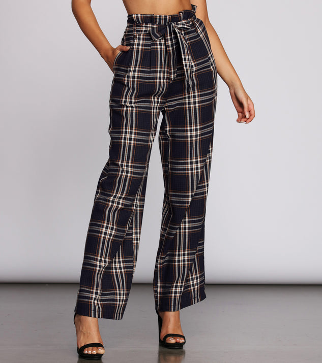 Perfectly Poised In Plaid Paper Bag Pants