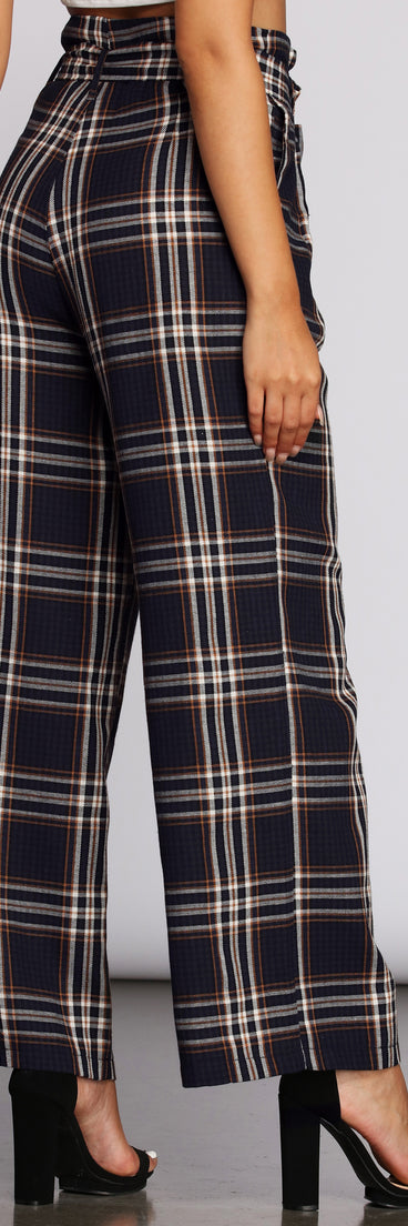 Perfectly Poised In Plaid Paper Bag Pants