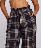 Perfectly Poised In Plaid Paper Bag Pants