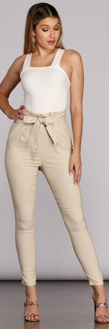 Preppy And Poised Paper Bag Pants