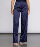 High Waist Satin Wide Leg Pants