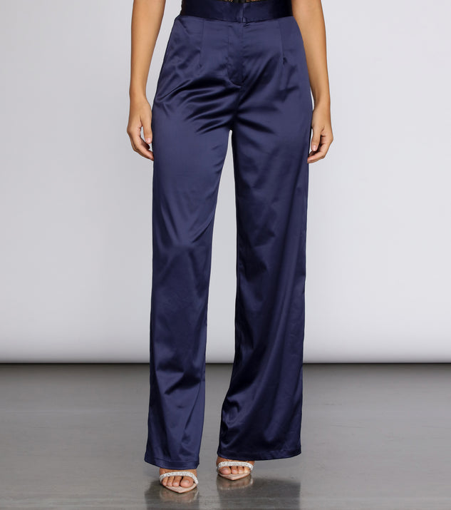 High Waist Satin Wide Leg Pants