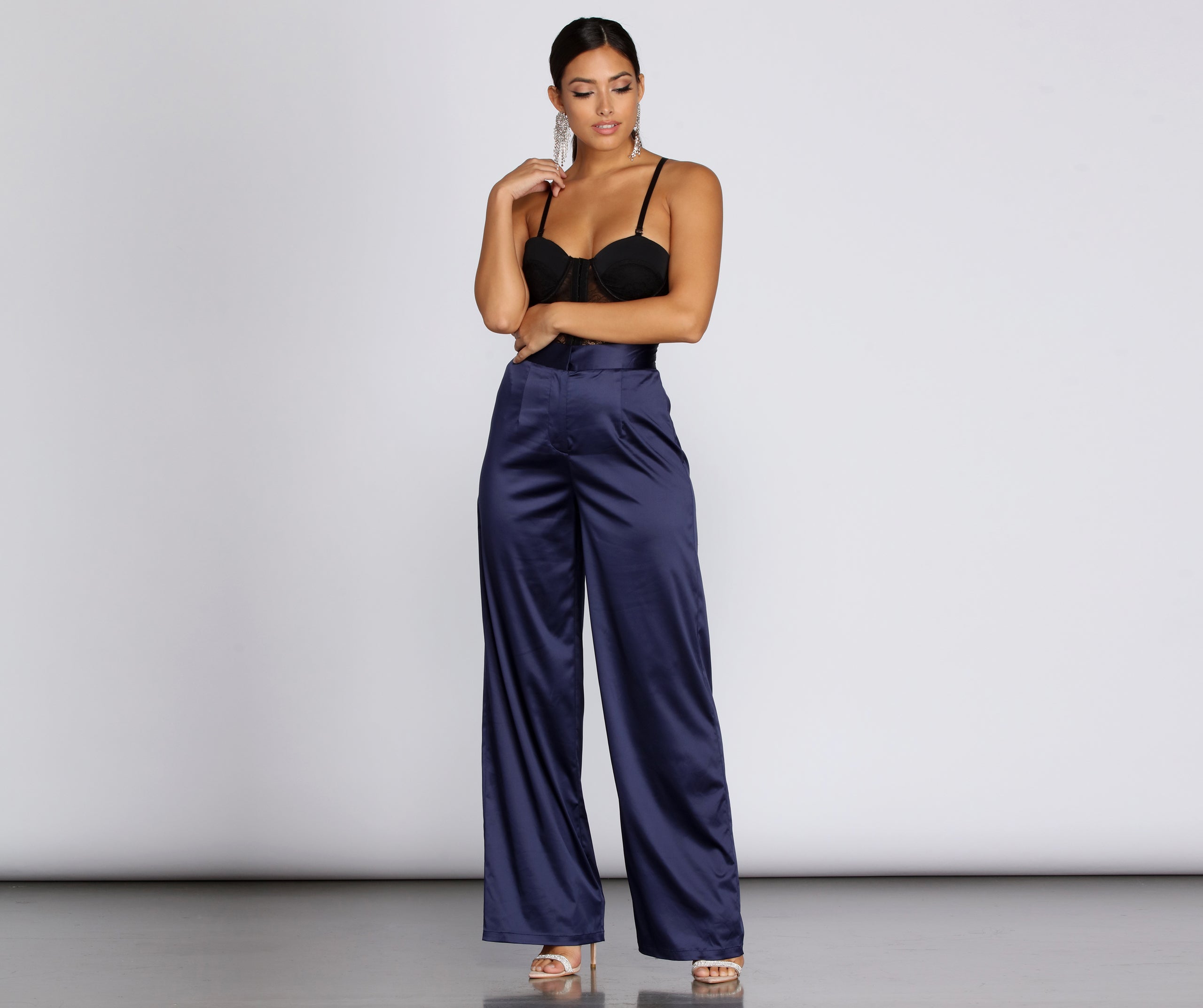 High Waist Satin Wide Leg Pants | Windsor