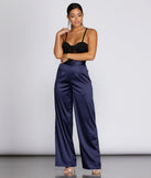 High Waist Satin Wide Leg Pants