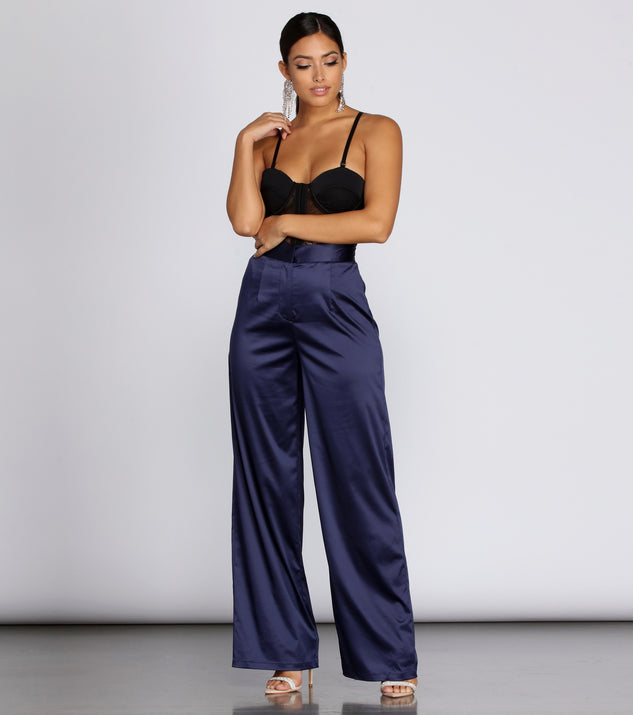 High Waist Satin Wide Leg Pants | Windsor