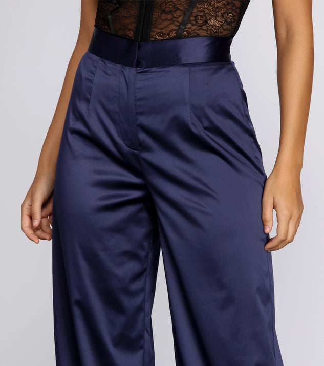 High Waist Satin Wide Leg Pants | Windsor