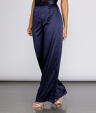 High Waist Satin Wide Leg Pants