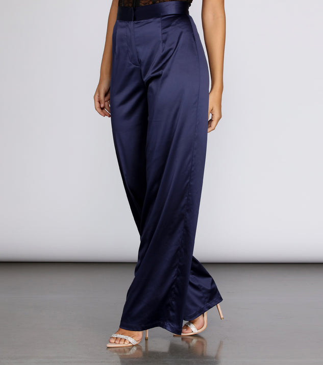 パンツ ROHE WIDE-LEG TROUSERS IN SATIN ROUX WIDE-LEG SILK SATIN TROUSERS | HIGH-WAISTED WITH