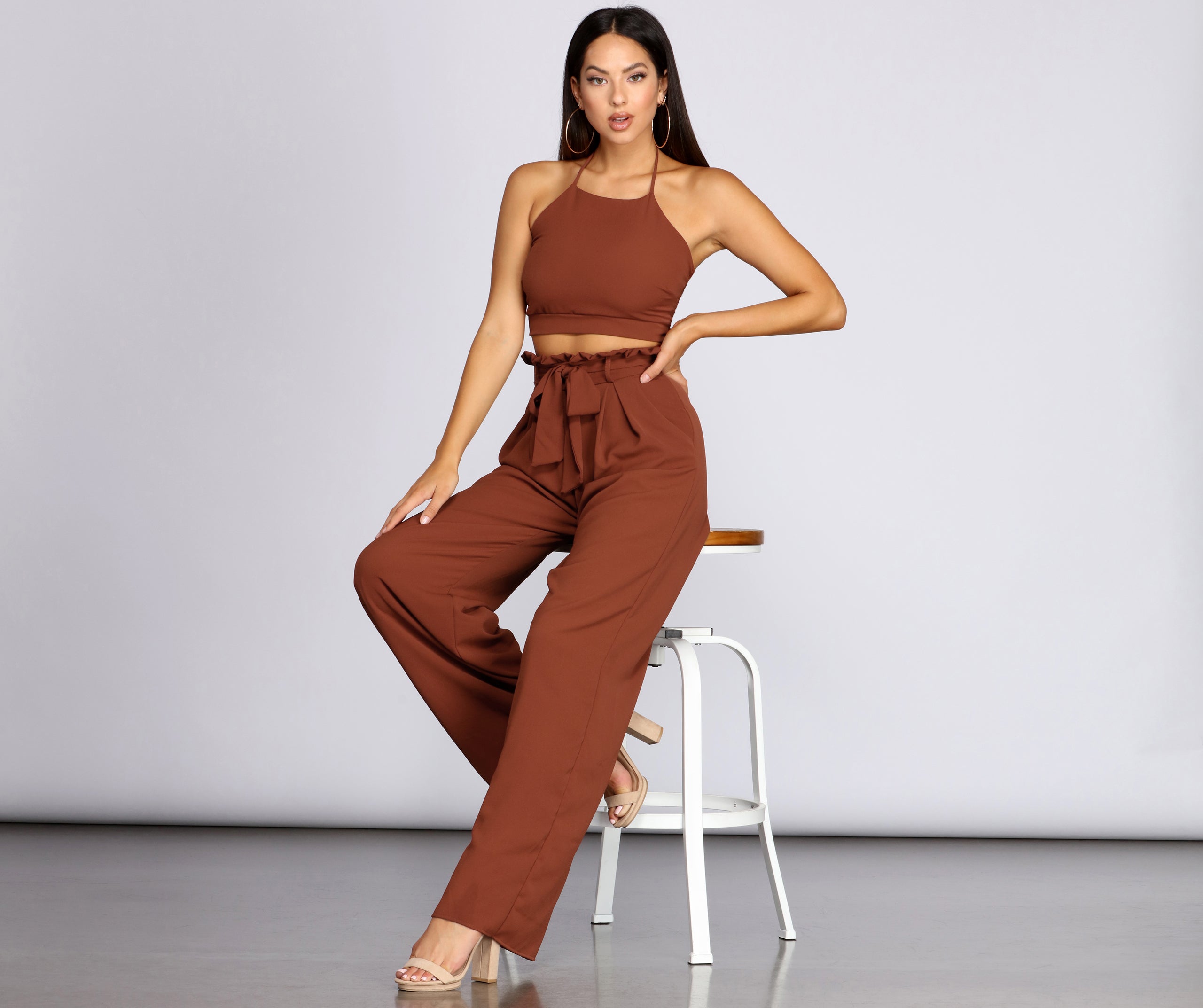 Ruffle Trim High-Waist Pants | Windsor