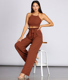 Ruffle Trim High-Waist Pants